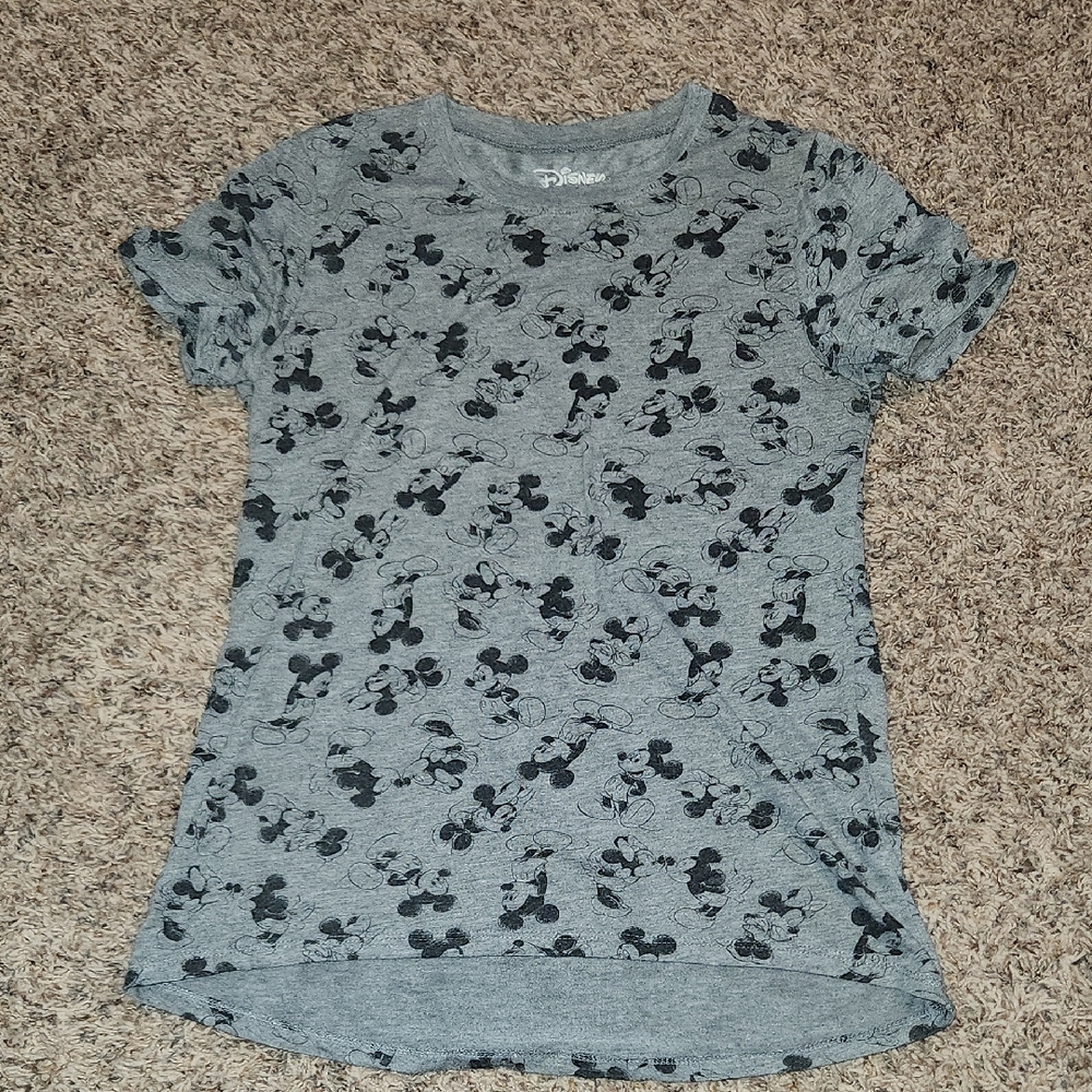 Disney Womens Size S Gray & Black Mickey Mouse Short Sleeve Tee